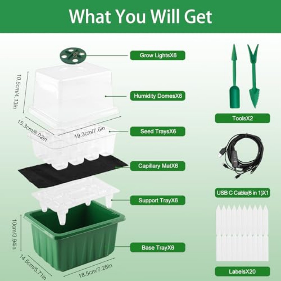 Seed Starter Tray with Light,  - огляд і ціна Humidity Dome Kit